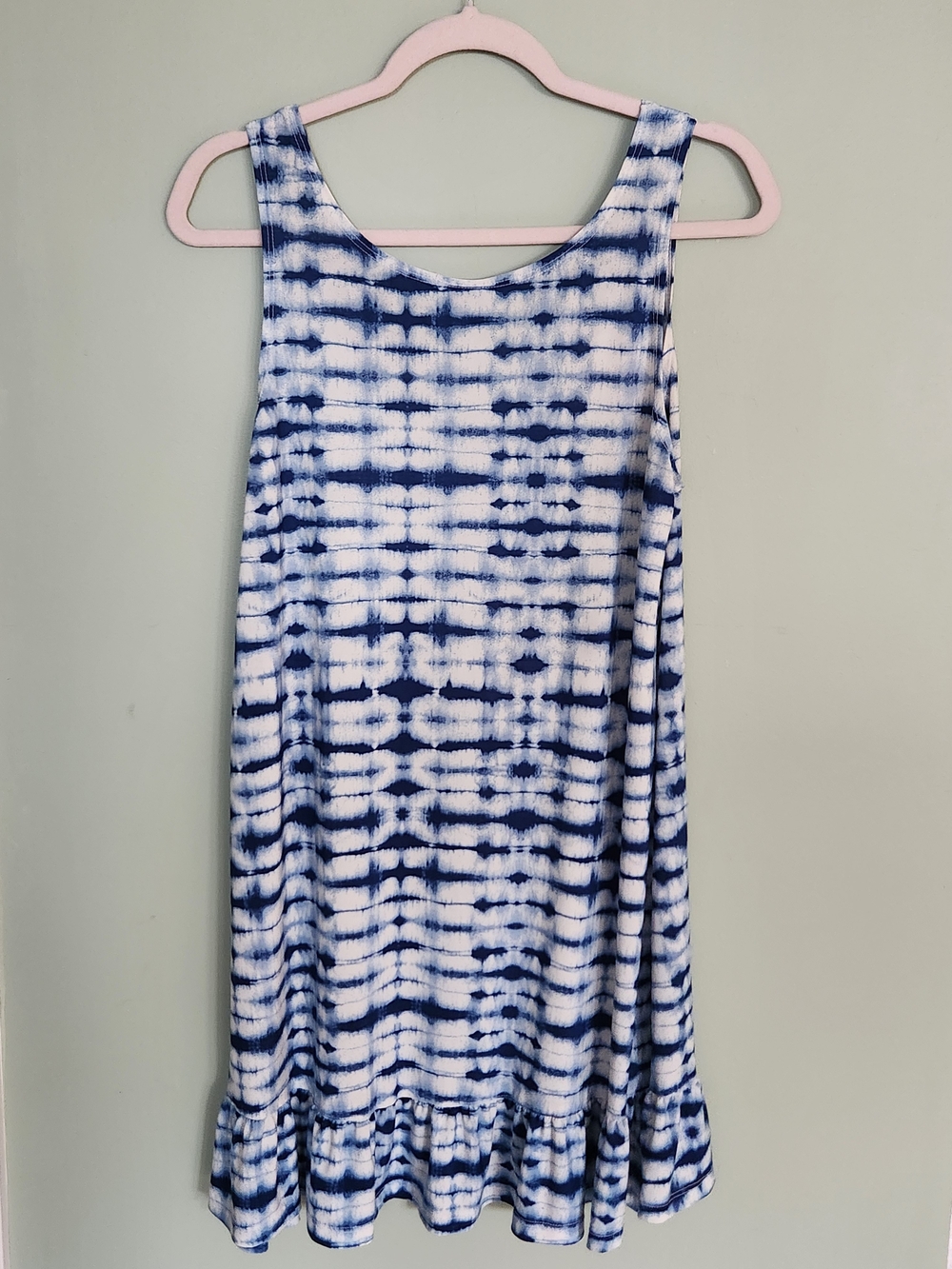 Tie-Dye Sleeveless Mini Dress in Blue and White - Picture 2 of 2